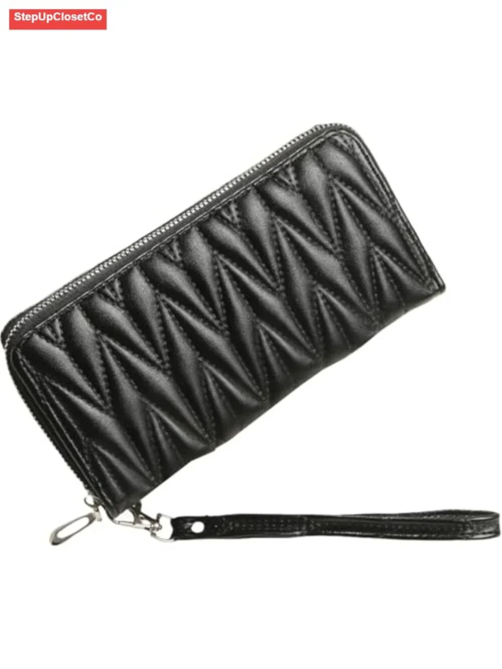 RFID Blocking Quilted Vegan Leather Wristlet Wallet with 8 Card Slots